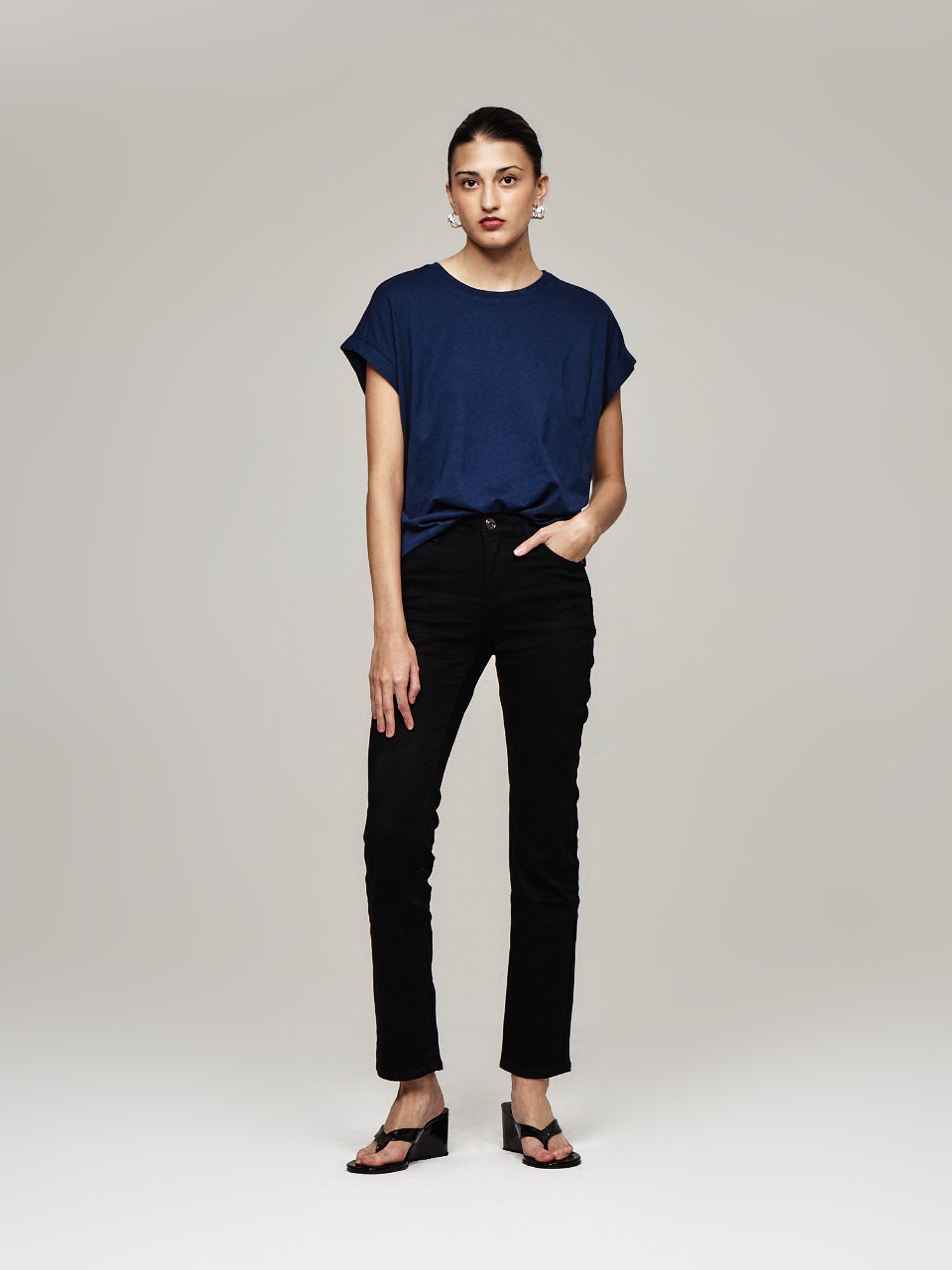Ruby Mid Rise Straight Leg Jeans Black - Main Image