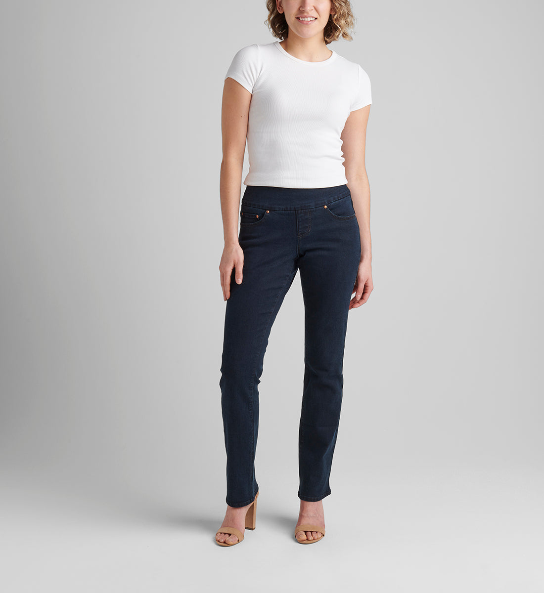 Peri Mid Rise Straight Leg Pull-On Jeans