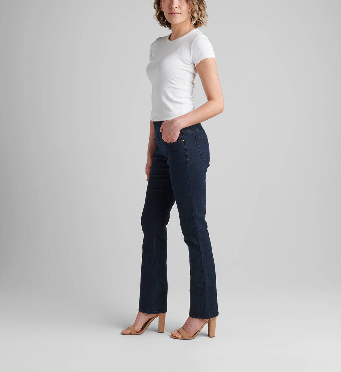 Peri Mid Rise Straight Leg Pull-On Jeans