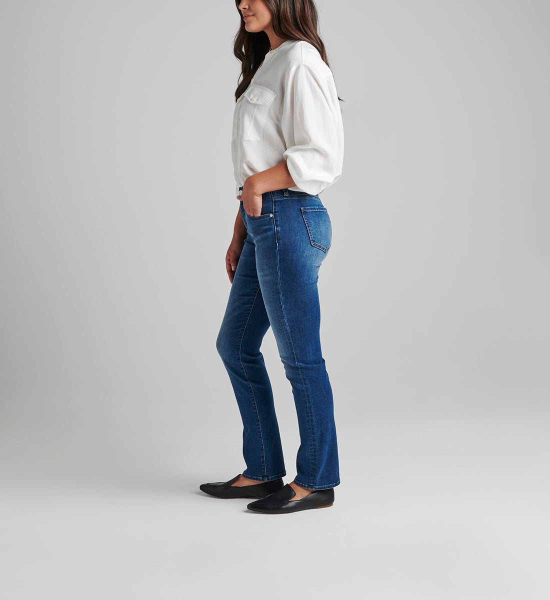 Ruby Mid Rise Straight Leg Jeans Thorne Blue