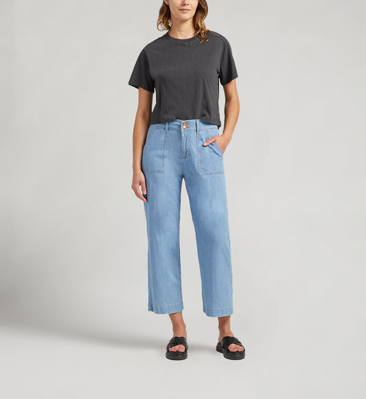 High Rise Cropped Utility Jeans