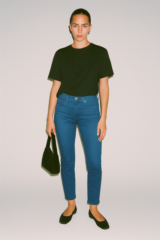 Cassie Mid Rise Slim Straight Leg Pants Moroccan Blue