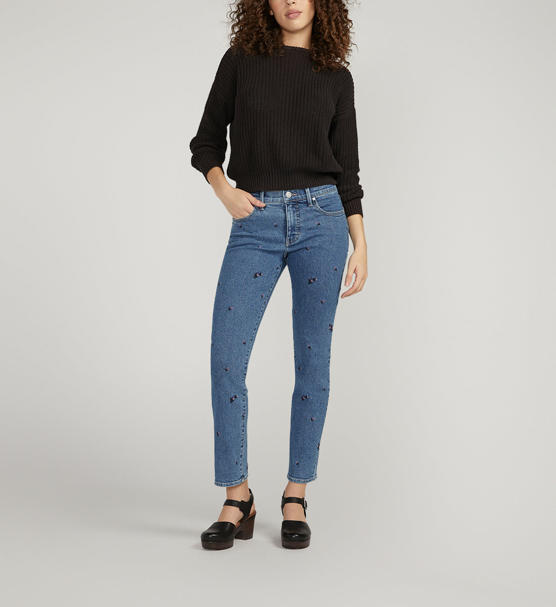 Cassie Mid Rise Slim Straight Leg Jeans