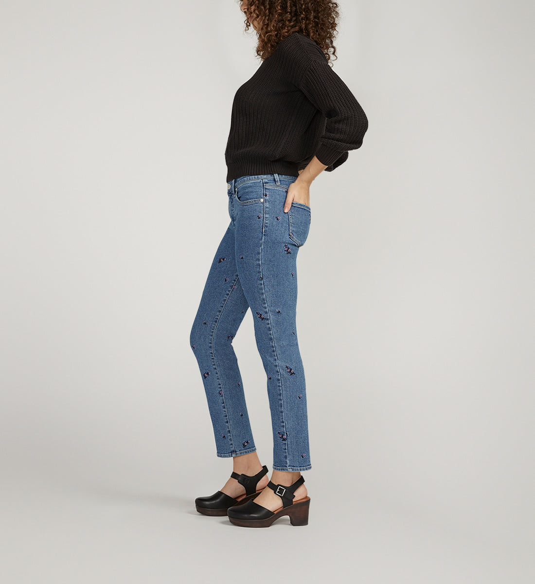 Cassie Mid Rise Slim Straight Leg Jeans