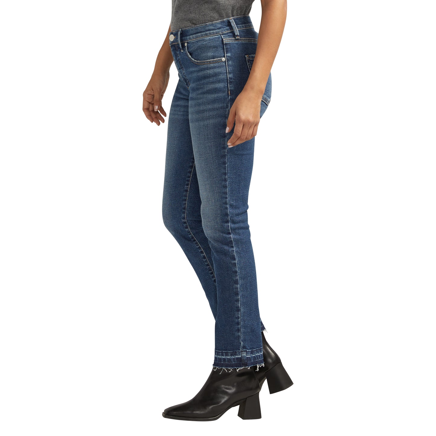 Cassie Mid Rise Slim Straight Leg Jeans
