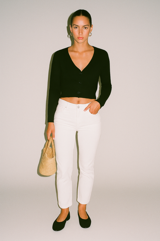 Cassie Mid Rise Cropped Pants White