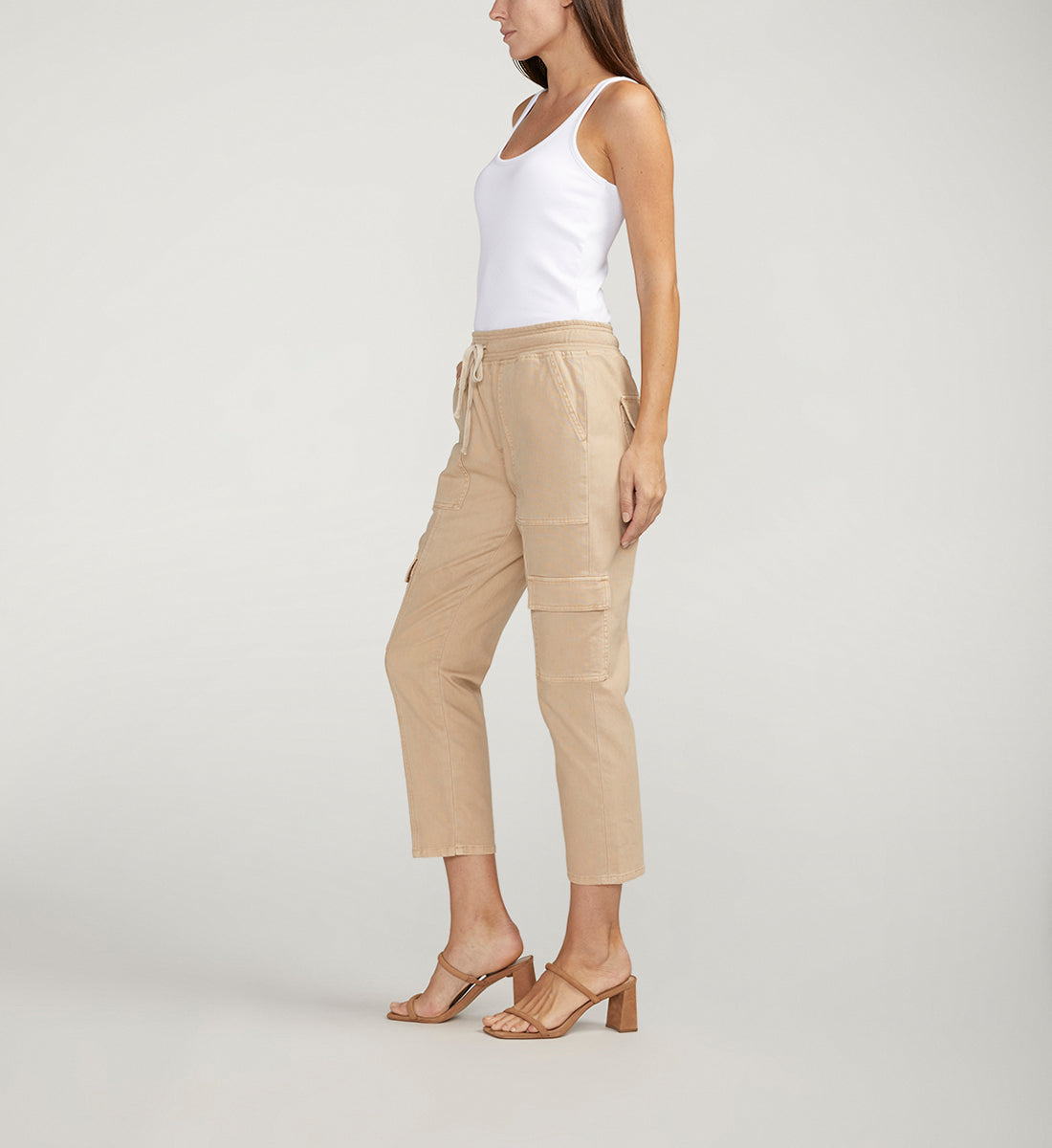 Textured Cargo Cropped Pants