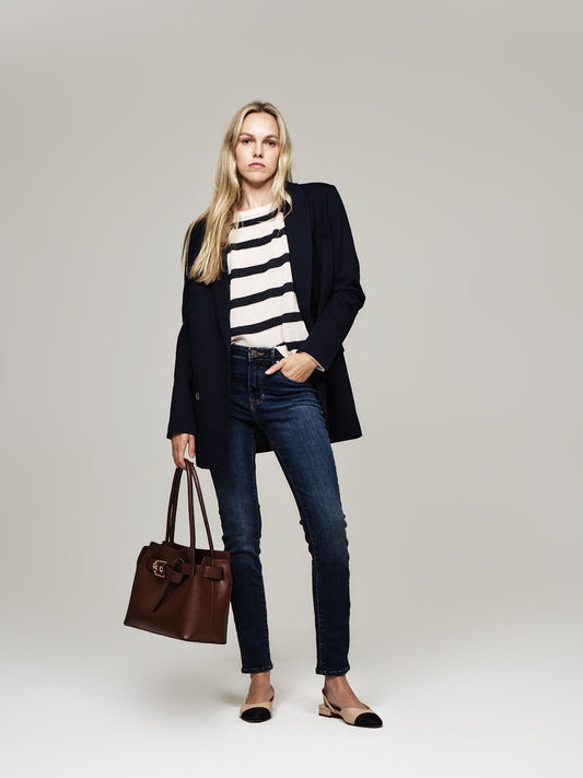 Cassie Mid Rise Slim Straight Leg Jeans Brisk Blue
