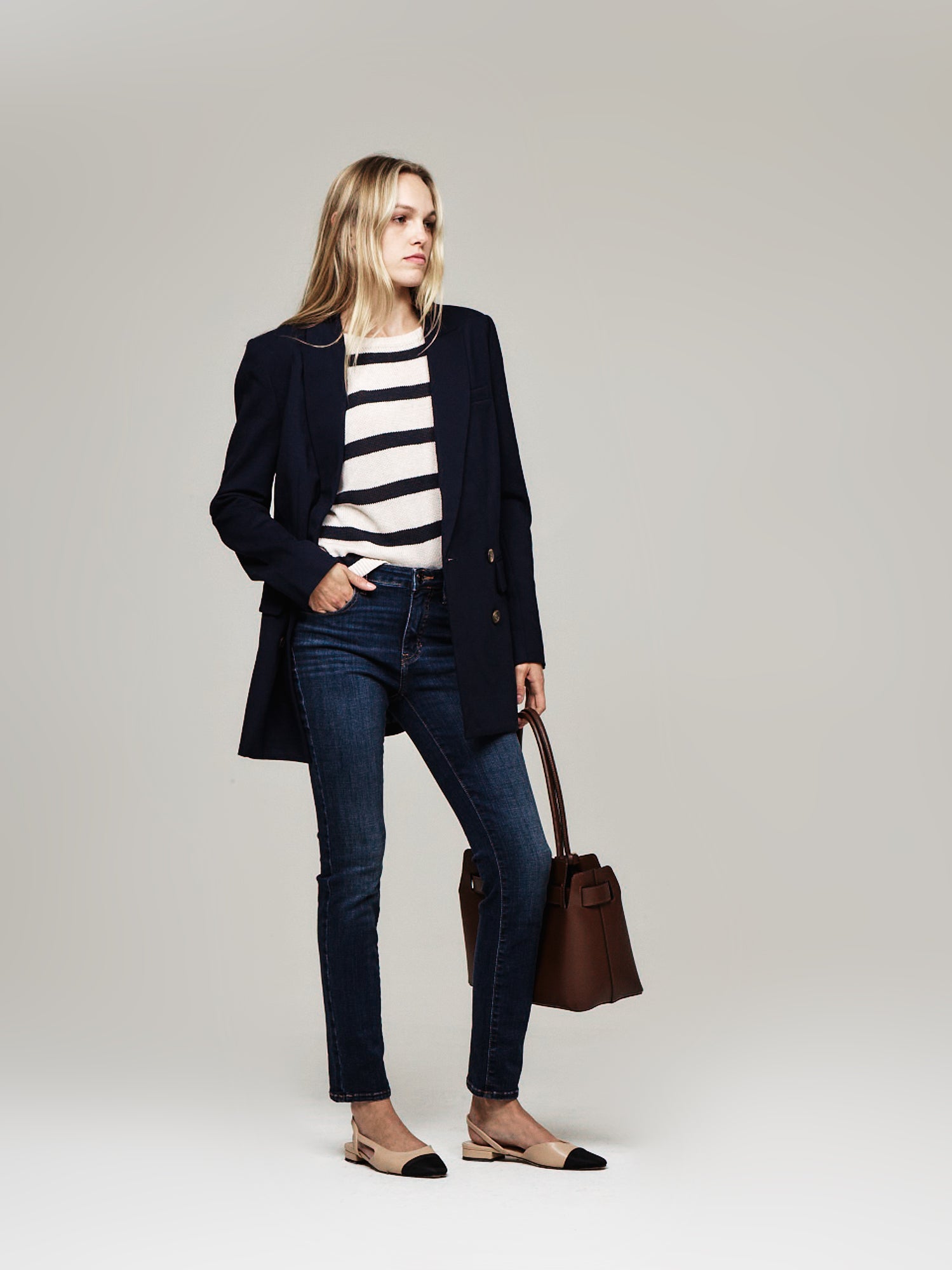 Cassie Mid Rise Slim Straight Leg Jeans Brisk Blue