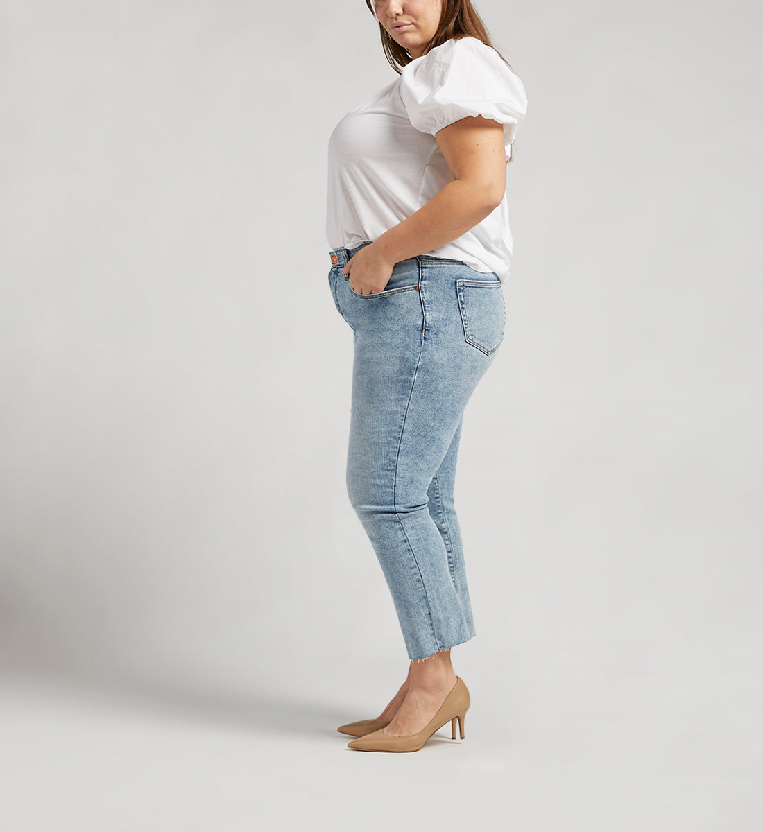 Ruby Mid Rise Straight Cropped Jeans Plus SIze