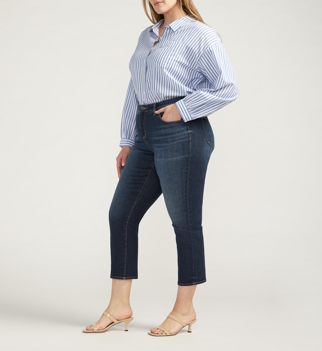 Ruby Mid Rise Straight Cropped Jeans Plus SIze