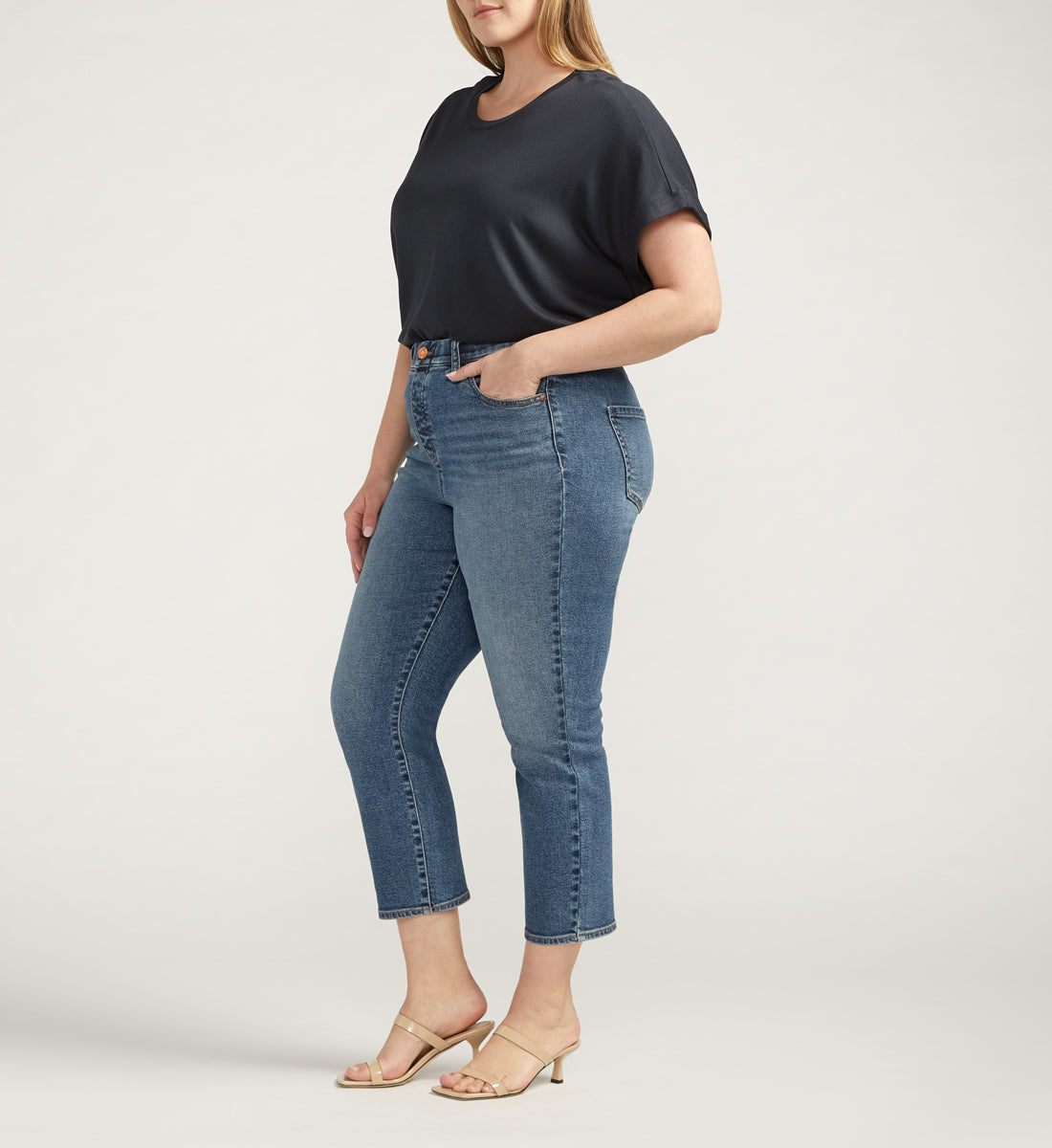 Valentina High Rise Straight Leg Cropped Jeans Plus Size