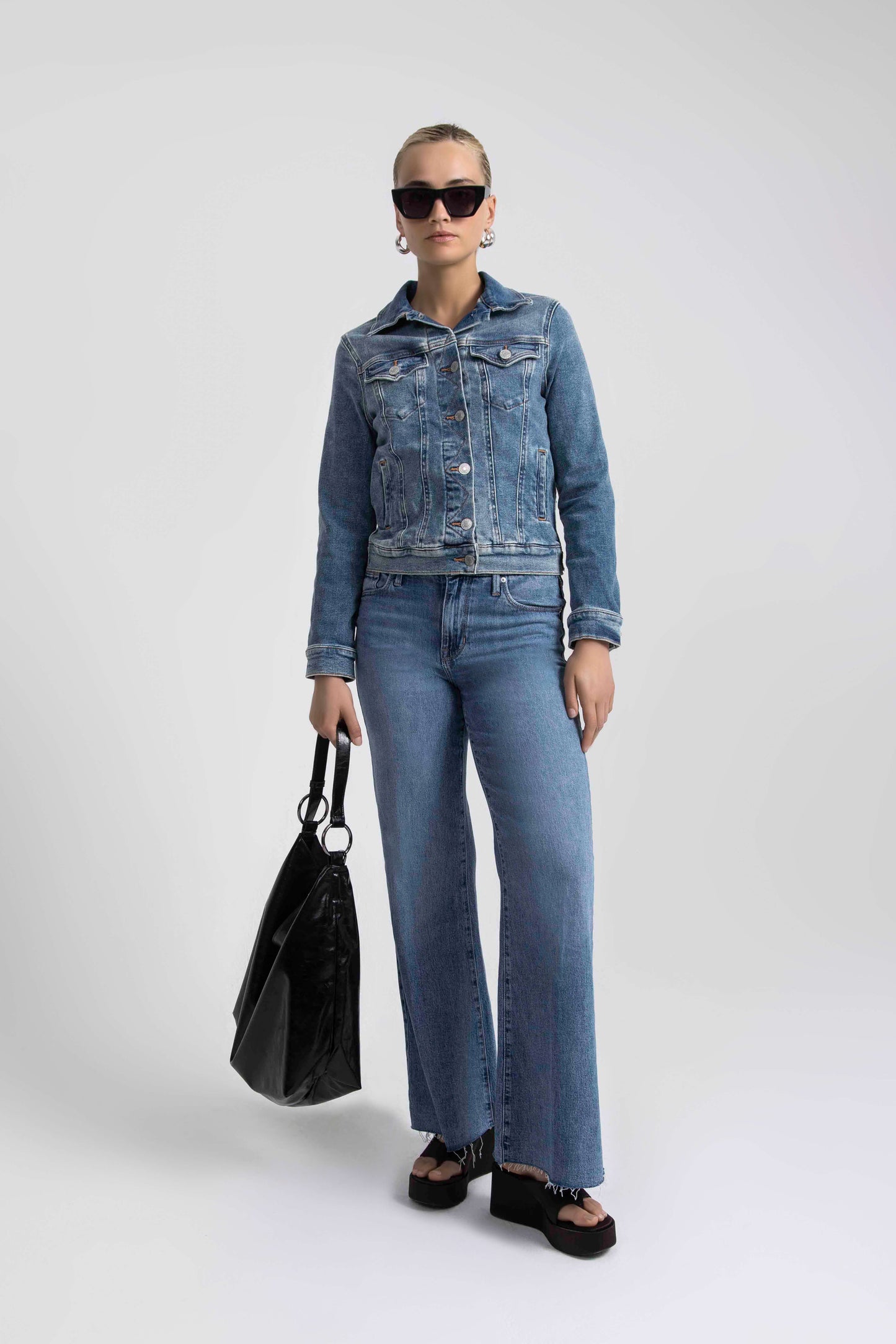 70s High Rise Wide Leg Jeans Seine Blue