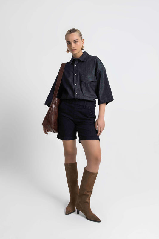 Maddie Mid Rise 8" Pull-On Short Adriatic Blue