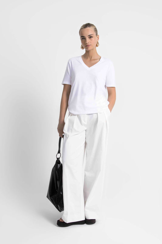 Drapey Luxe V-Neck Tee White