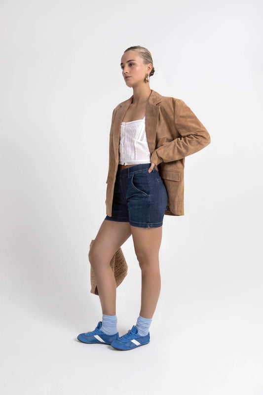 Maddie Mid Rise 5" Pull-On Short Coral Blue