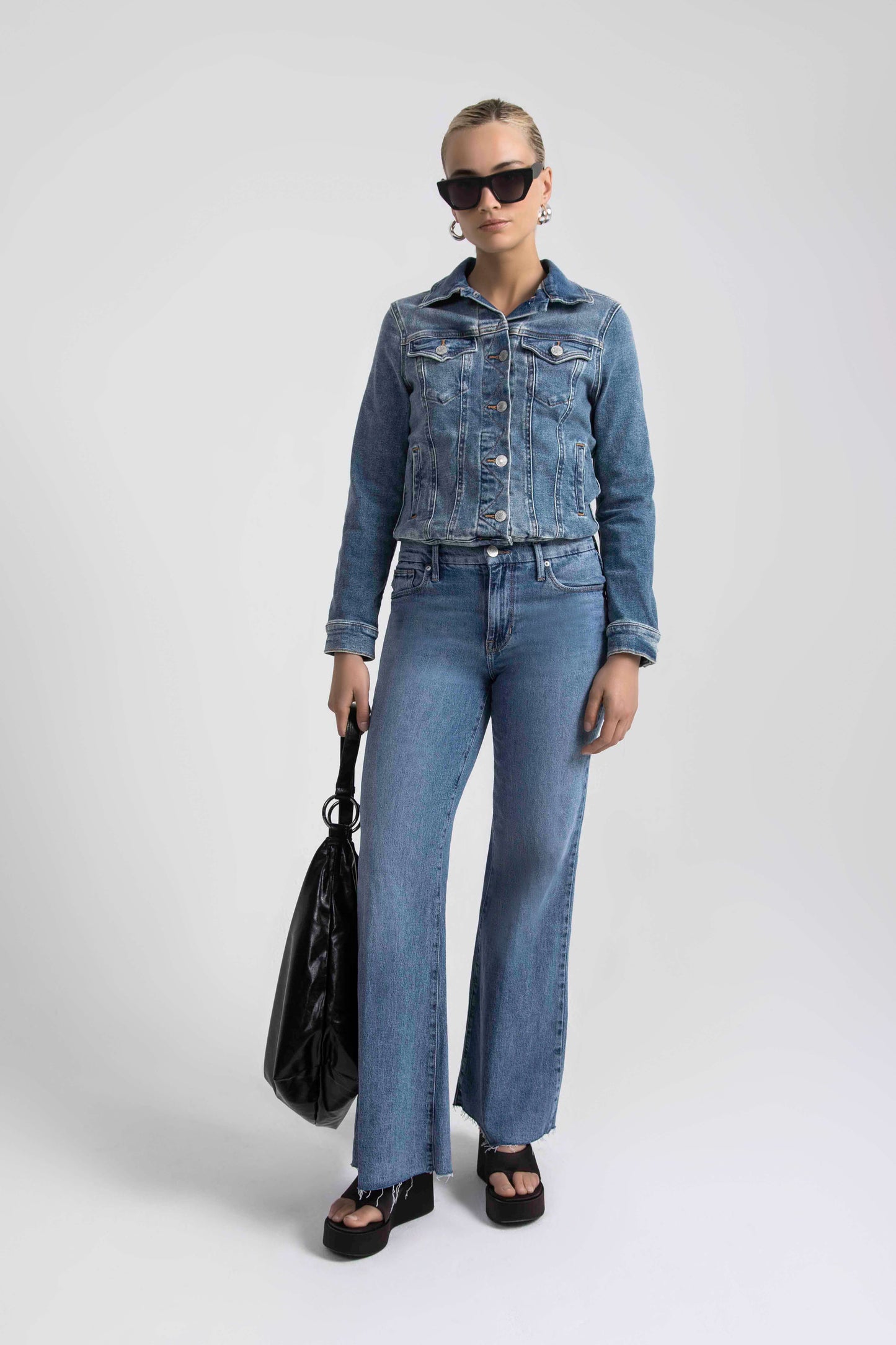 70s High Rise Wide Leg Jeans Seine Blue
