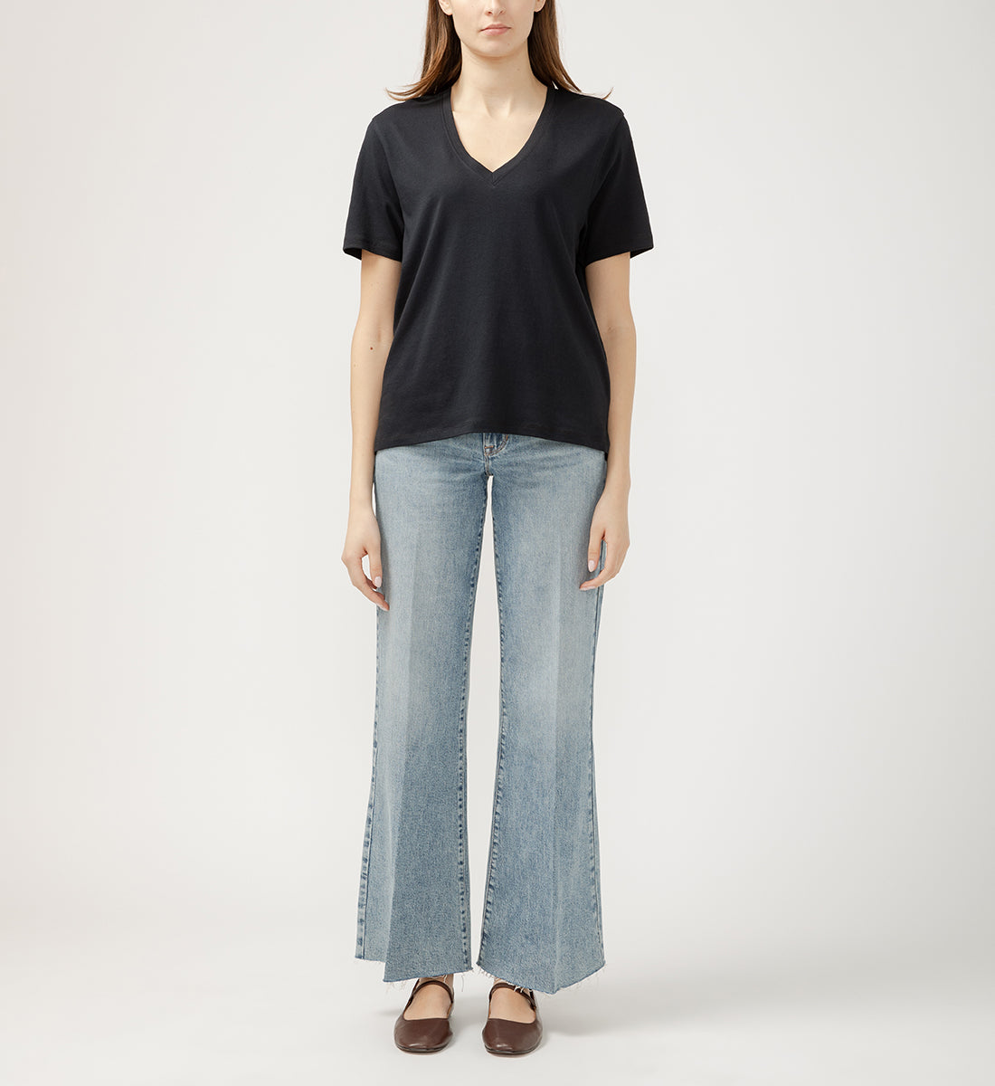 Drapey Luxe V-Neck Tee Black