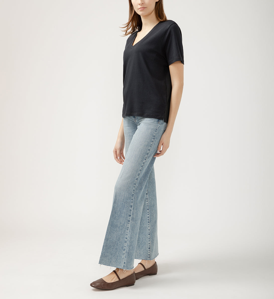 Drapey Luxe V-Neck Tee Black