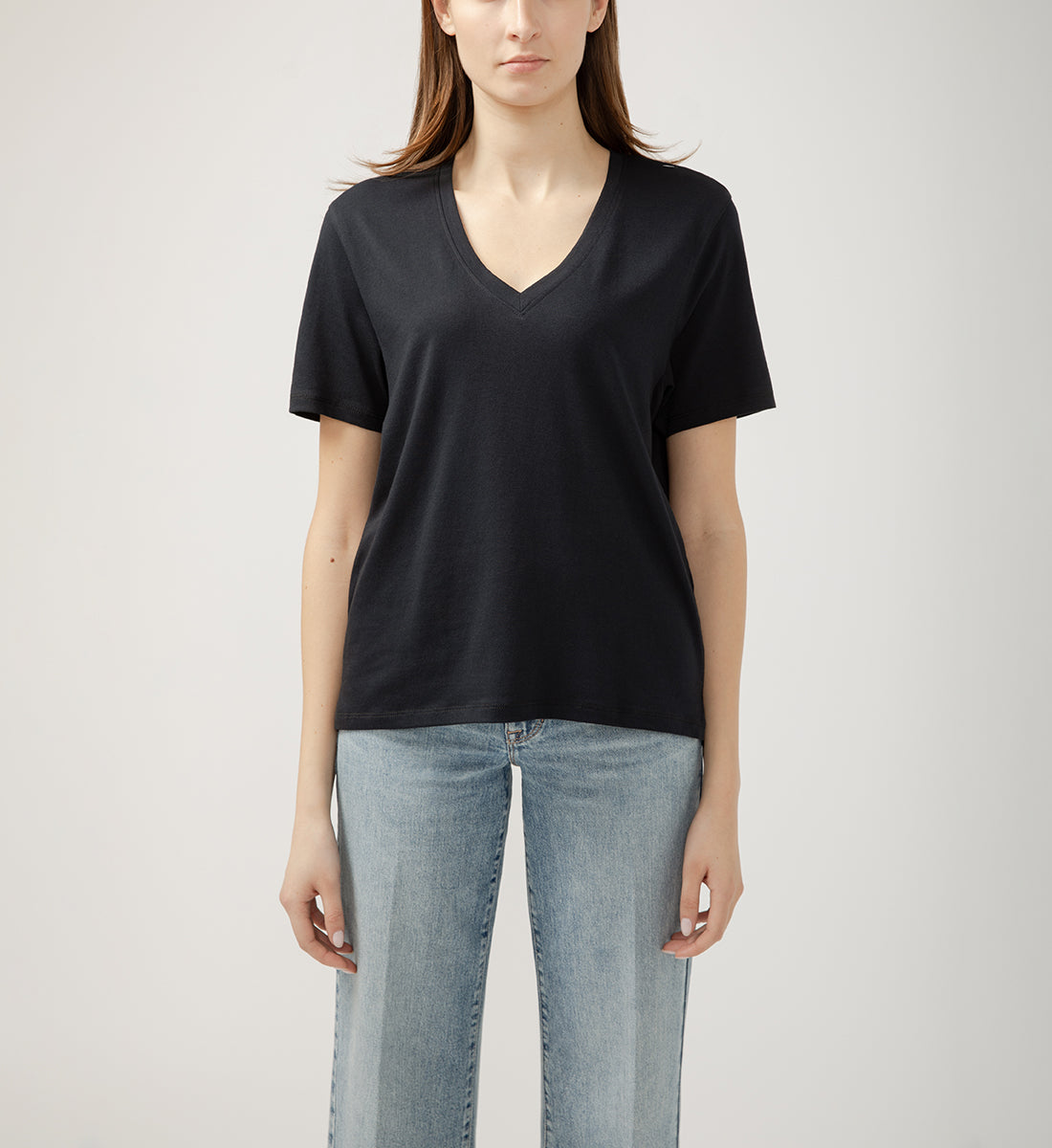 Drapey Luxe V-Neck Tee Black