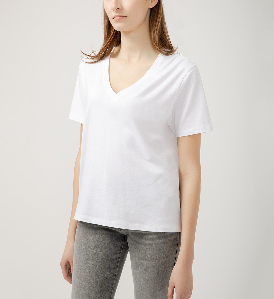 Drapey Luxe V-Neck Tee White