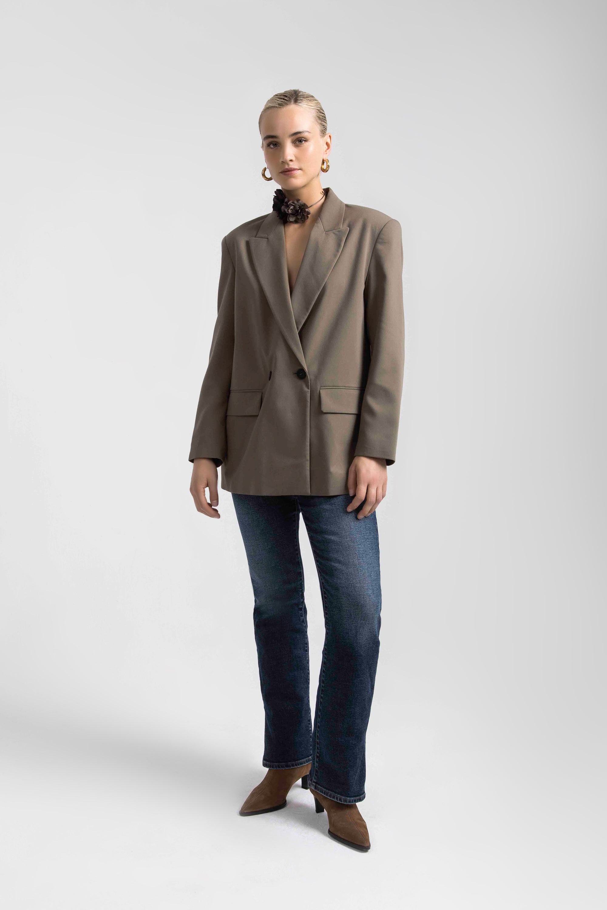 Woman lounging in jeans