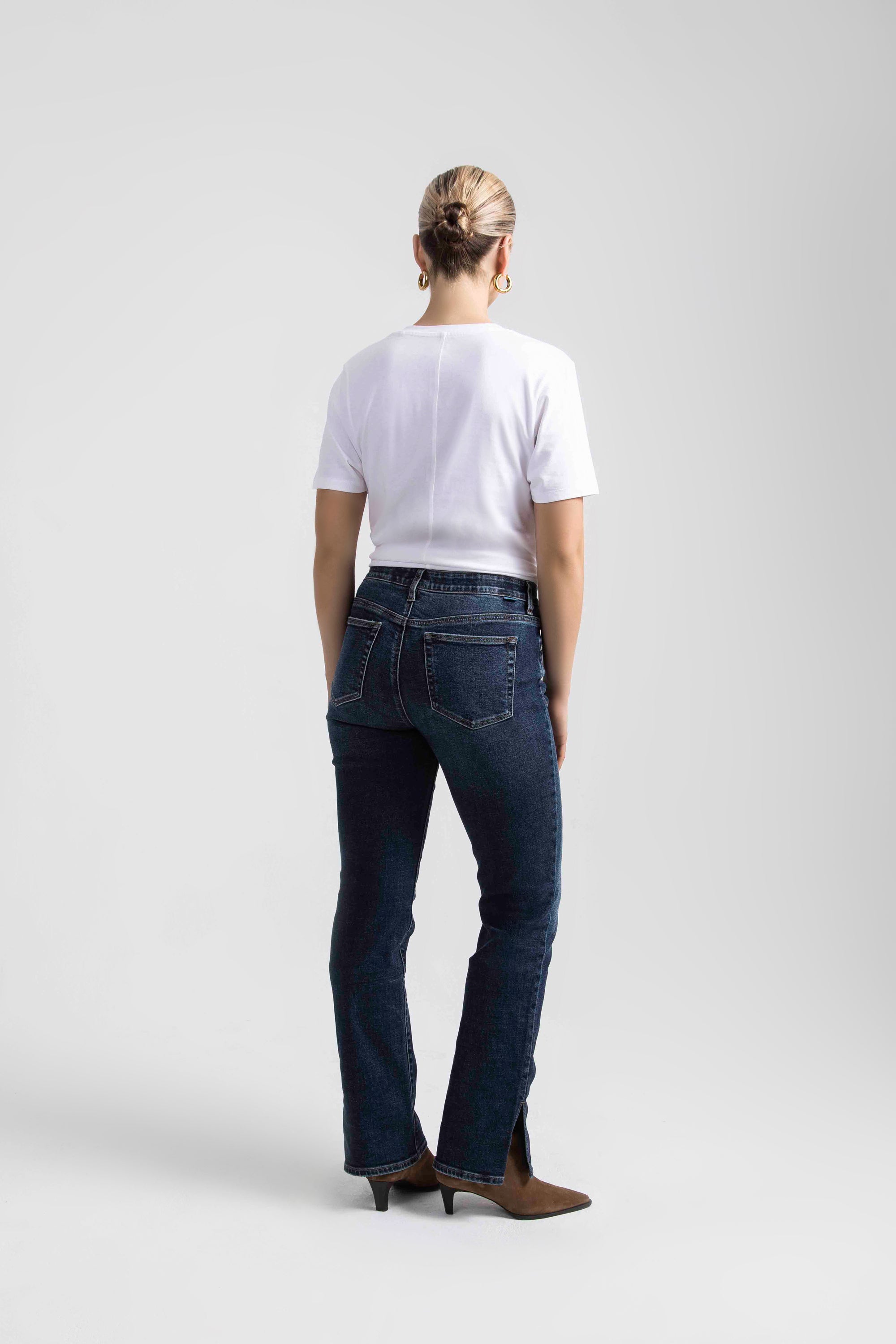 Woman walking in jeans