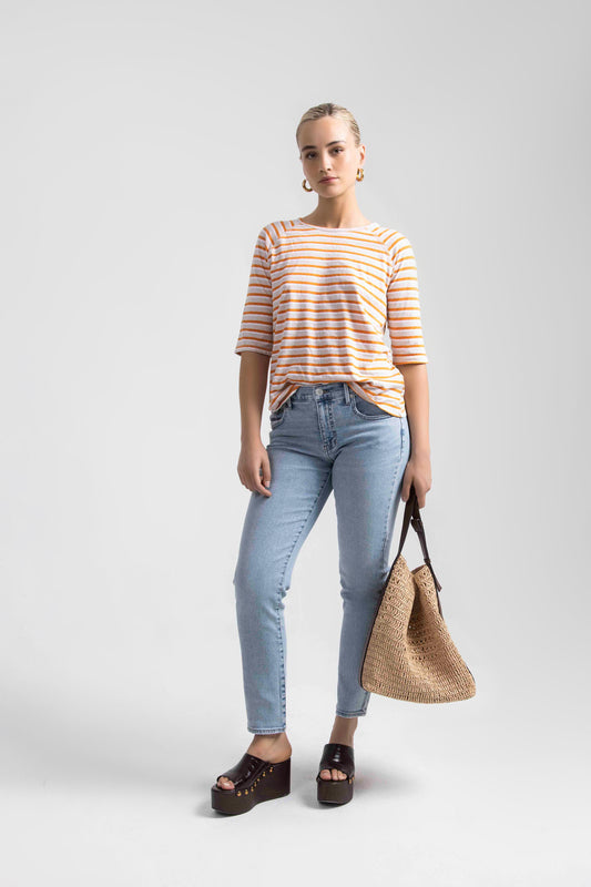 Cassie Mid Rise Straight Leg Jeans Bali Blue