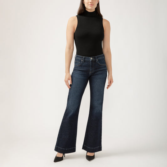 Kait Mid Rise Flare Leg Jeans Opera Blue