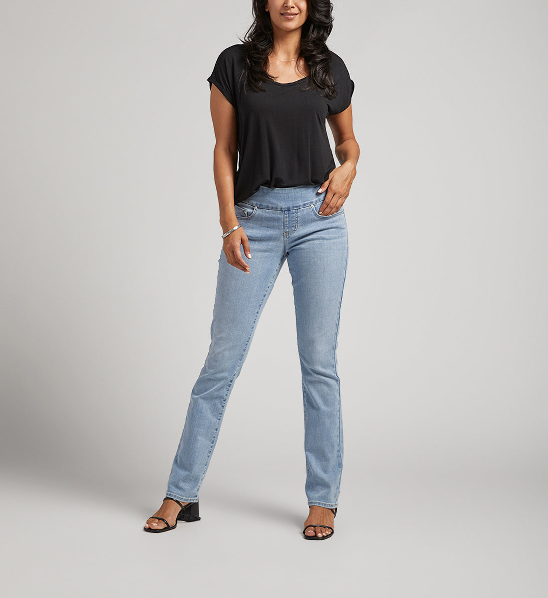 Peri Mid Rise Straight Leg Pull-On Jeans