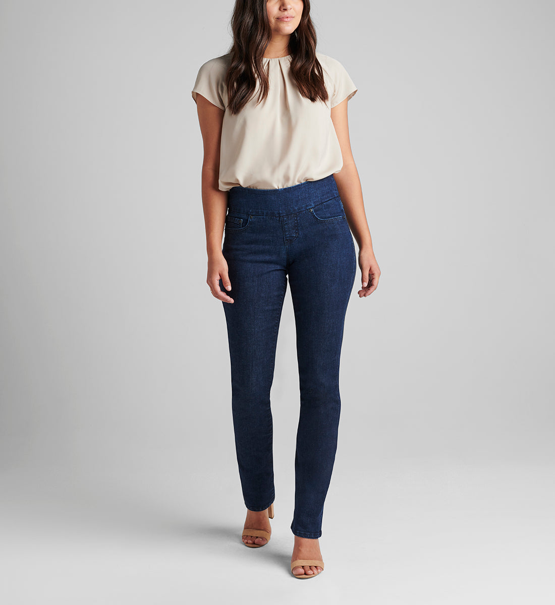 Peri Mid Rise Straight Leg Pull-On Jeans