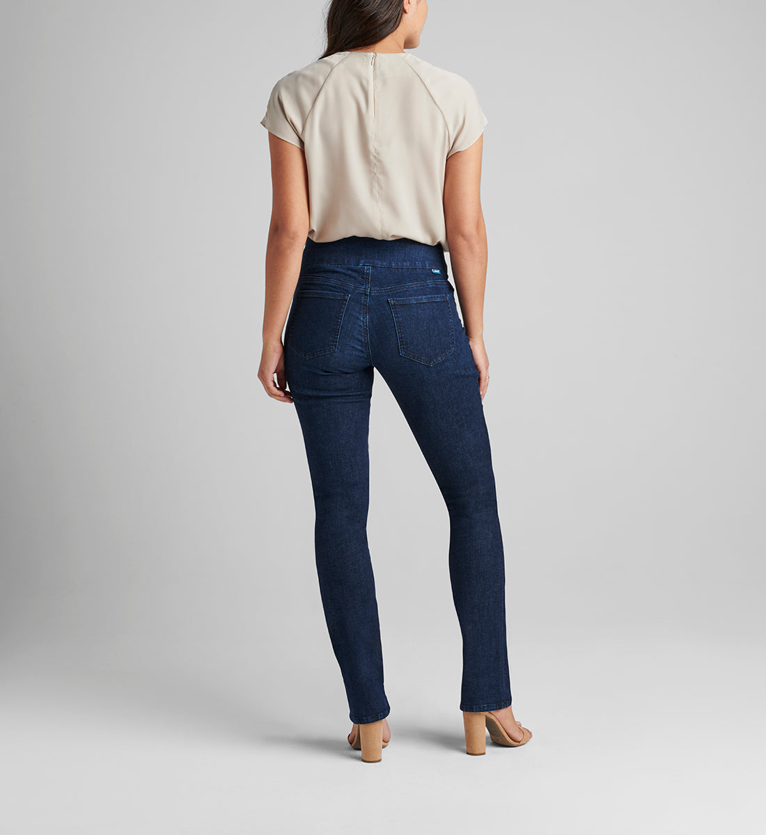 Peri Mid Rise Straight Leg Pull-On Jeans