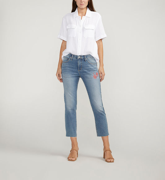 Ruby Mid Rise Straight Cropped Jeans