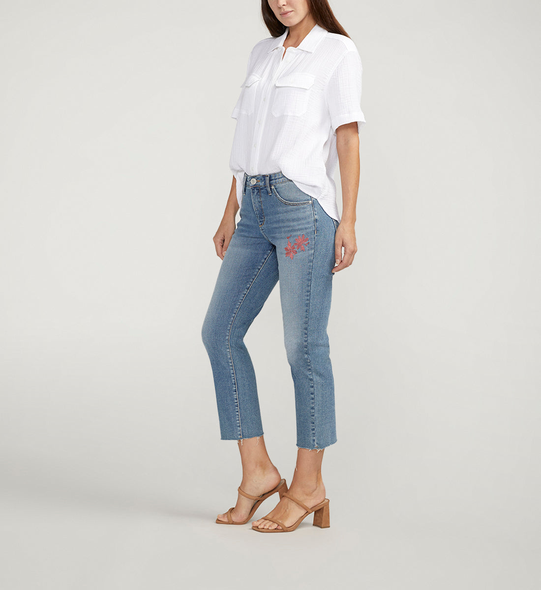Ruby Mid Rise Straight Cropped Jeans