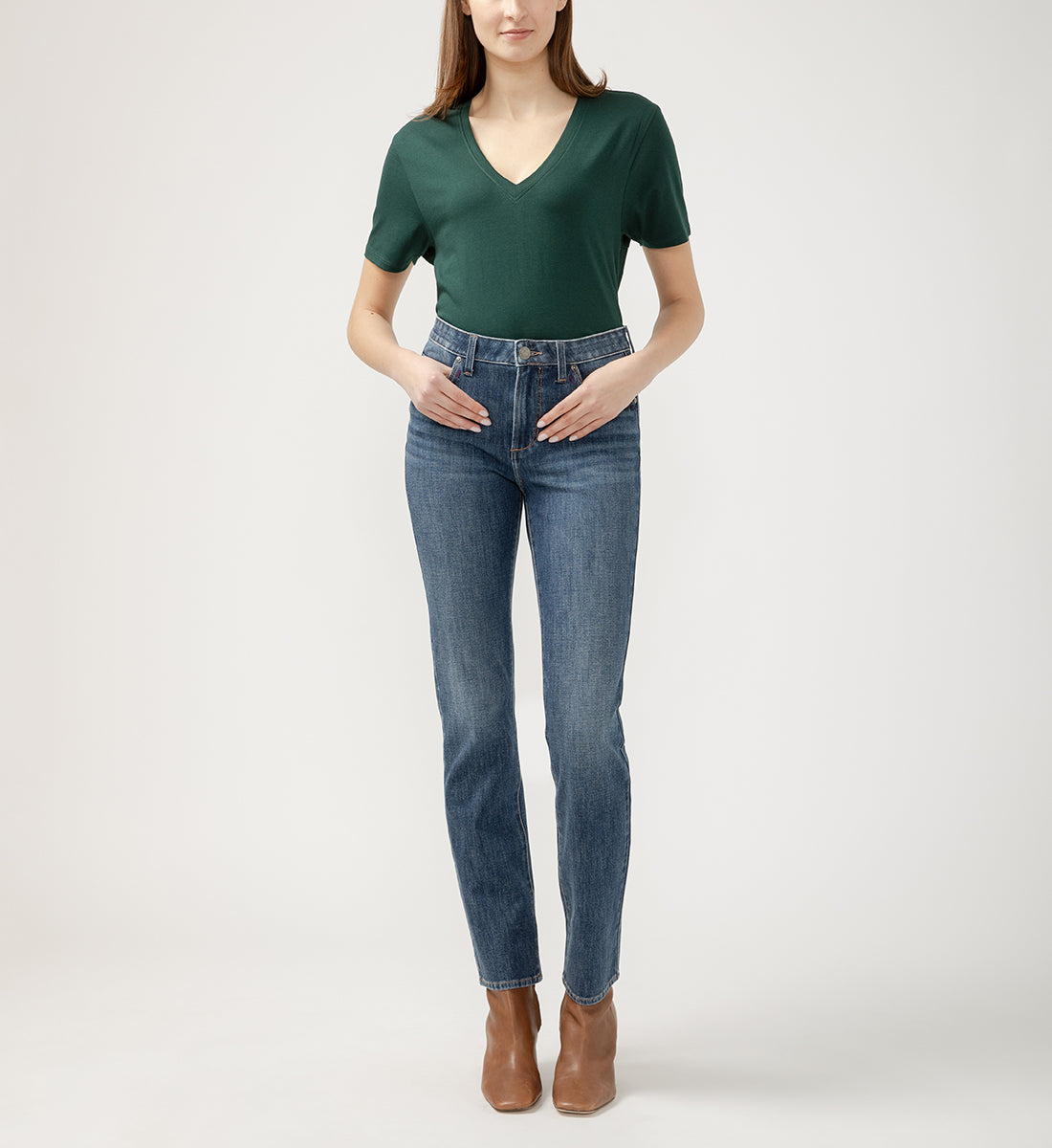 Ruby Mid Rise Straight Leg Jeans