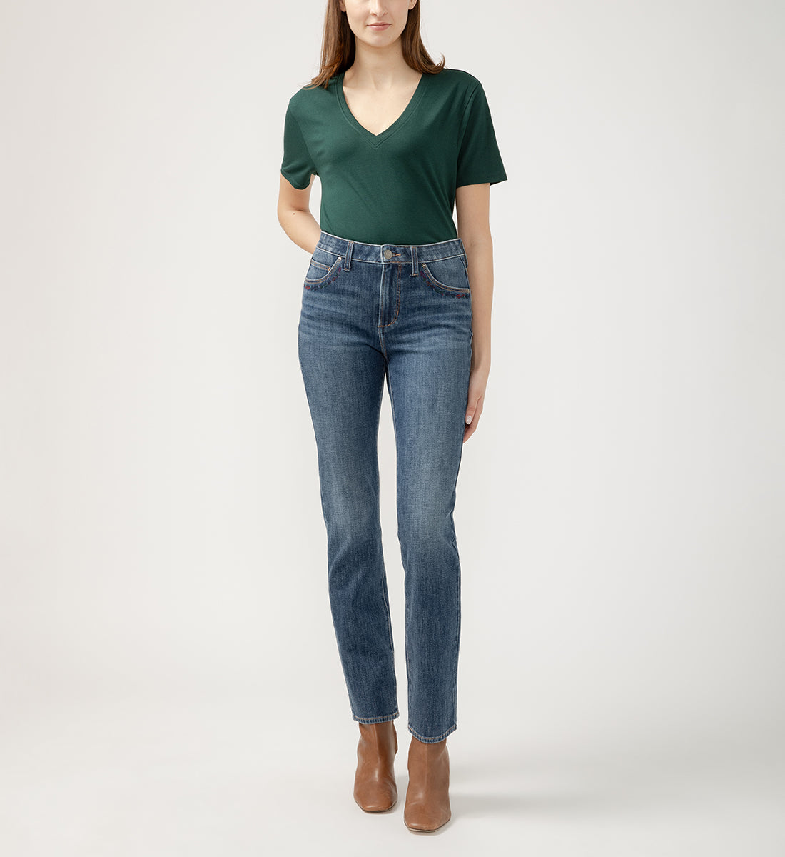 Ruby Mid Rise Straight Leg Jeans