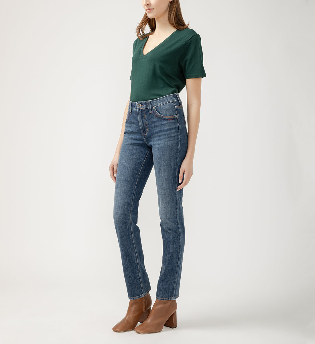 Ruby Mid Rise Straight Leg Jeans