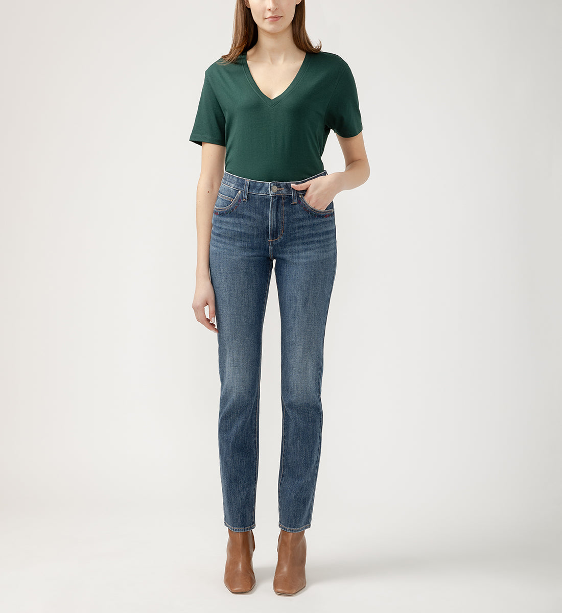 Ruby Mid Rise Straight Leg Jeans