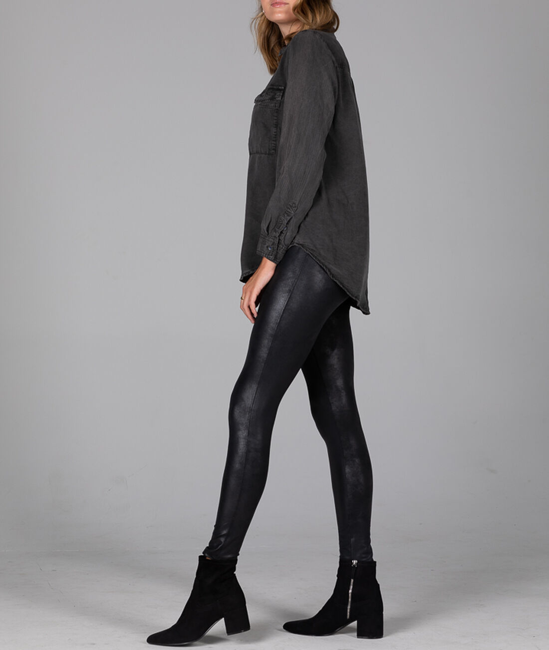 Faux Leather Mid Rise Pull-On Legging Side