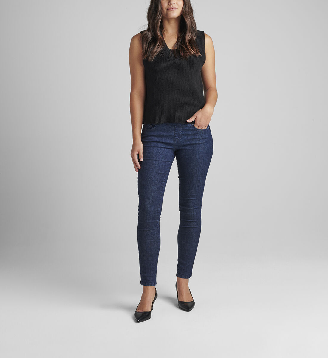 Nora Mid Rise Skinny Pull-On Jeans Petite Front