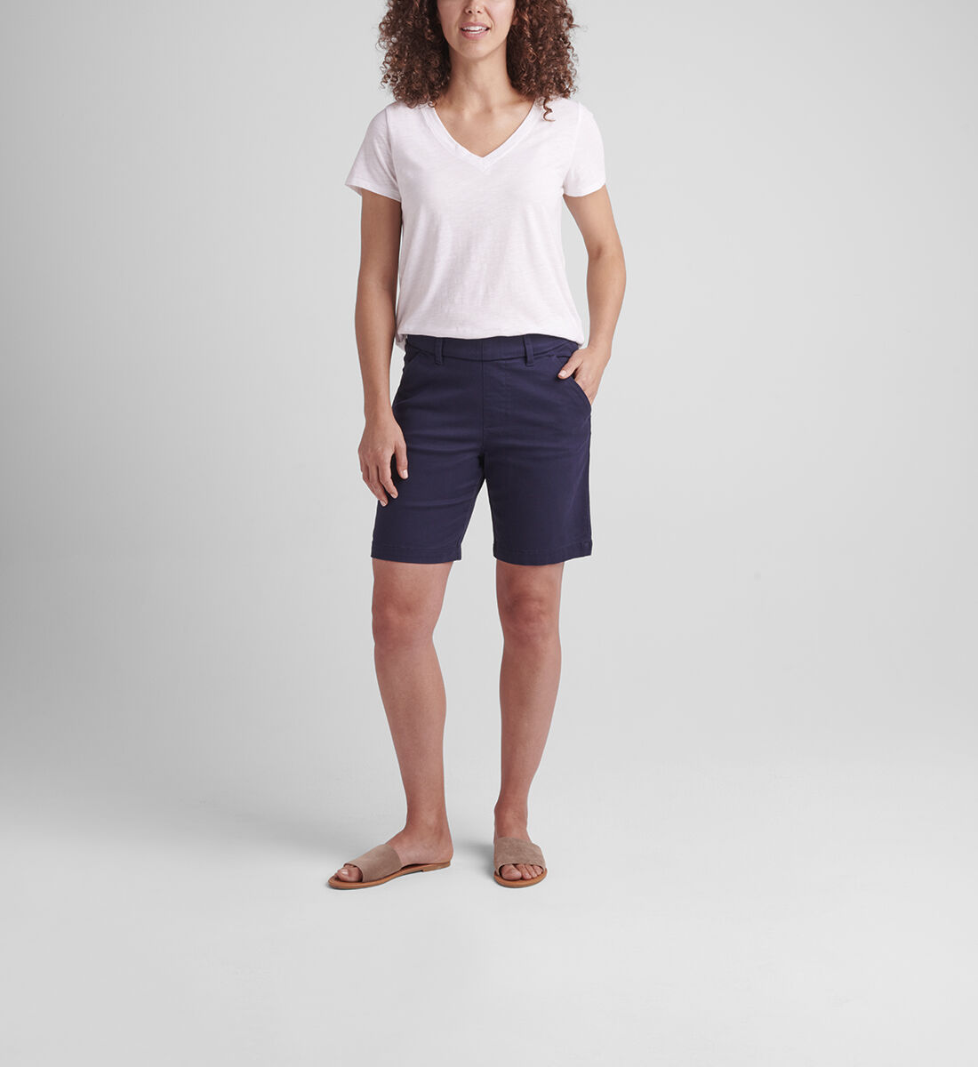 Maddie Mid Rise 8-inch Pull-On Short,Navy Front