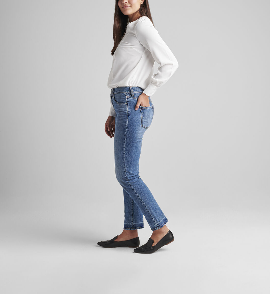 Stella High Rise 30-inch Straight Leg Jeans Side