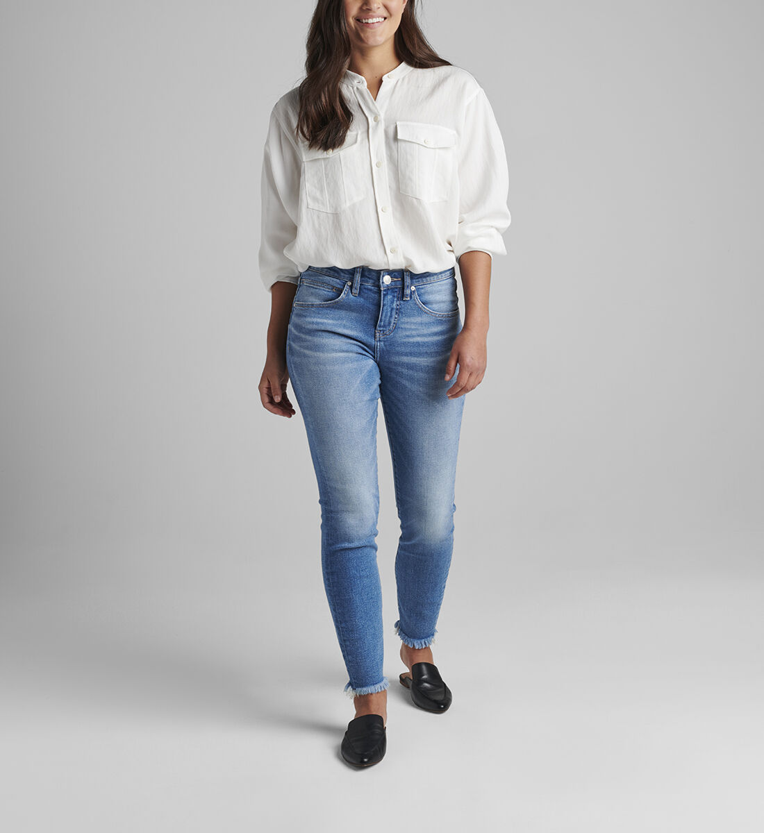 Cecilia Mid Rise Skinny Jeans Front