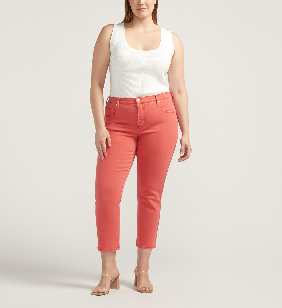 Cassie Mid Rise Cropped Pants Plus Size, , hi-res image number 0