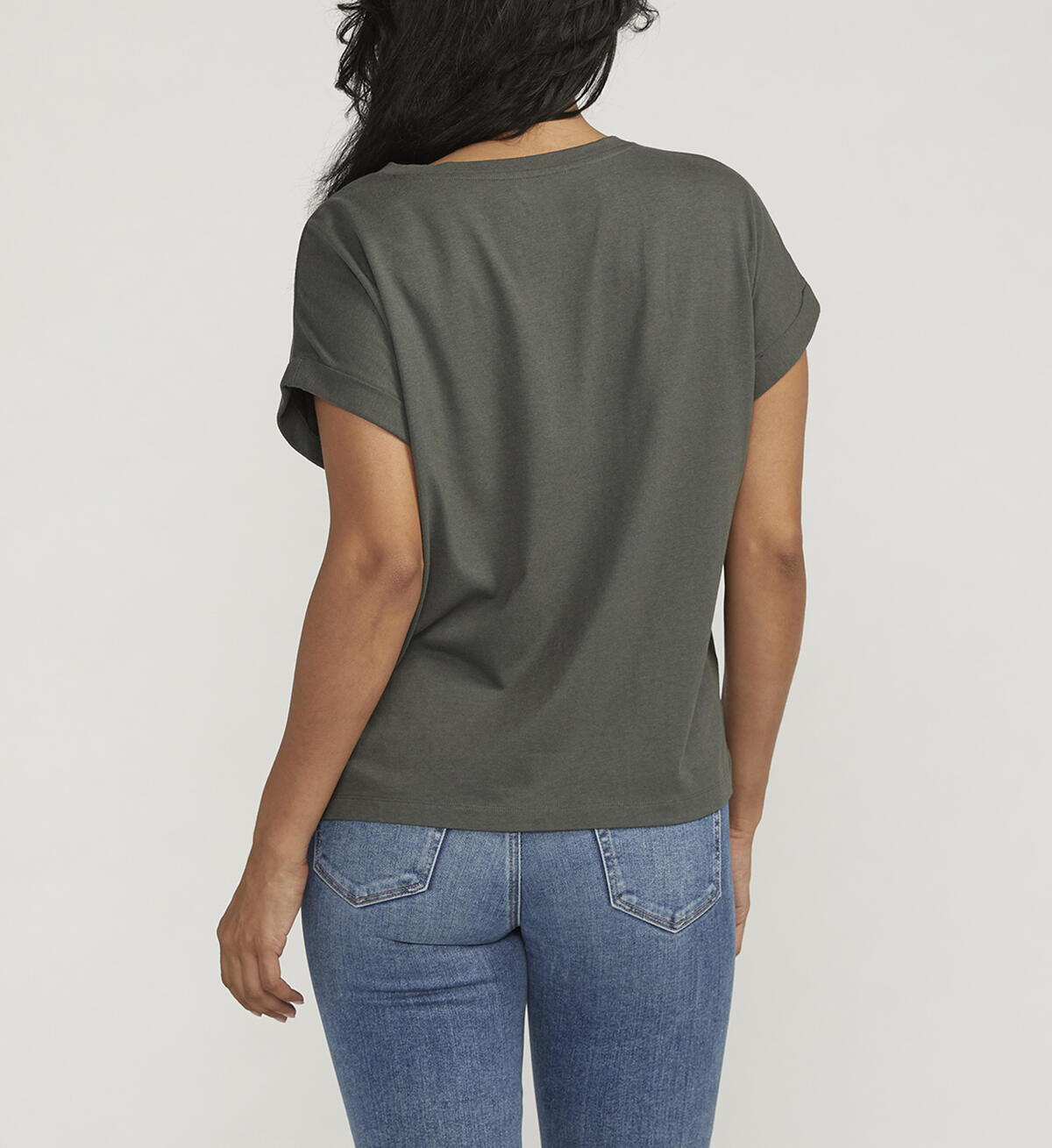 Drapey Luxe Tee, Olive, hi-res image number 1