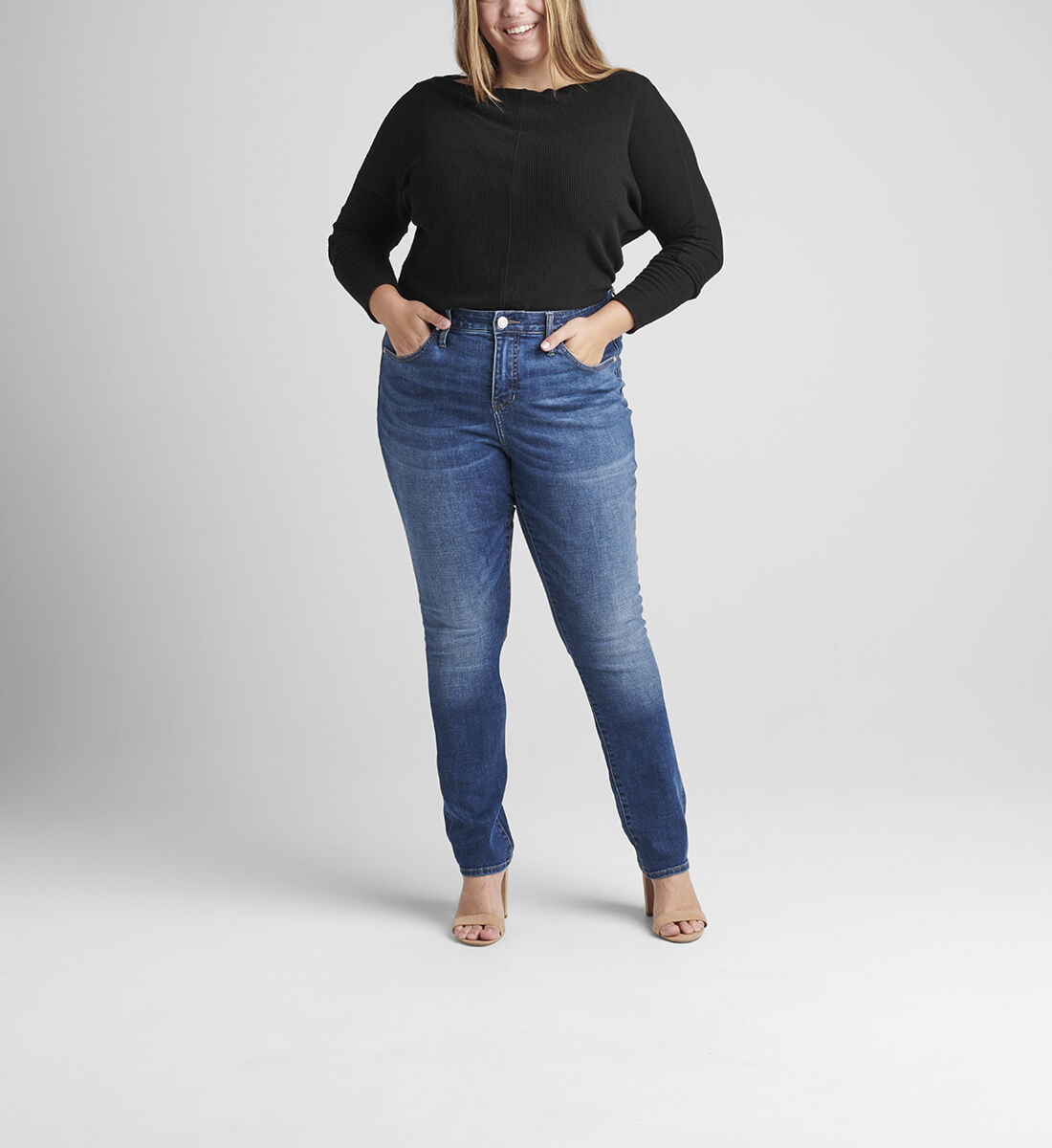 Ruby Mid Rise Straight Leg Jeans Plus Size Front