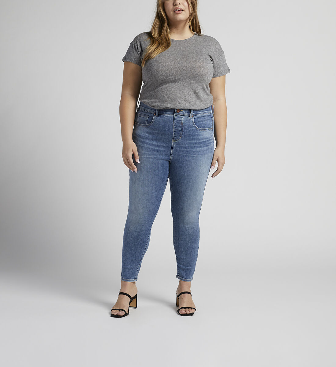 Valentina High Rise Skinny Crop Pull-On Jeans Plus Size Front