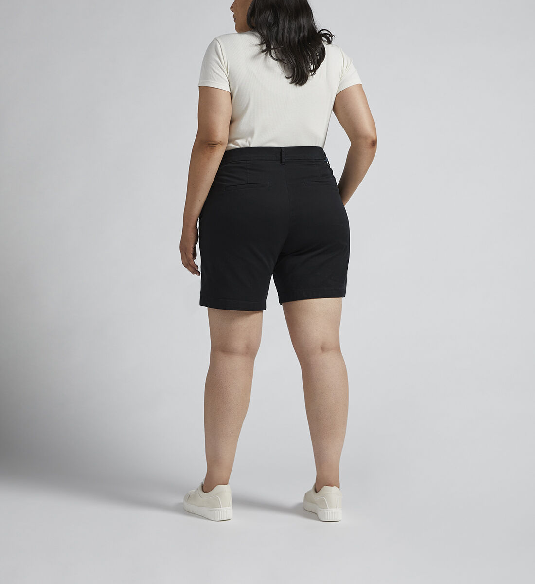 Maddie Mid Rise 8-inch Pull-On Short Plus Size,Black Back