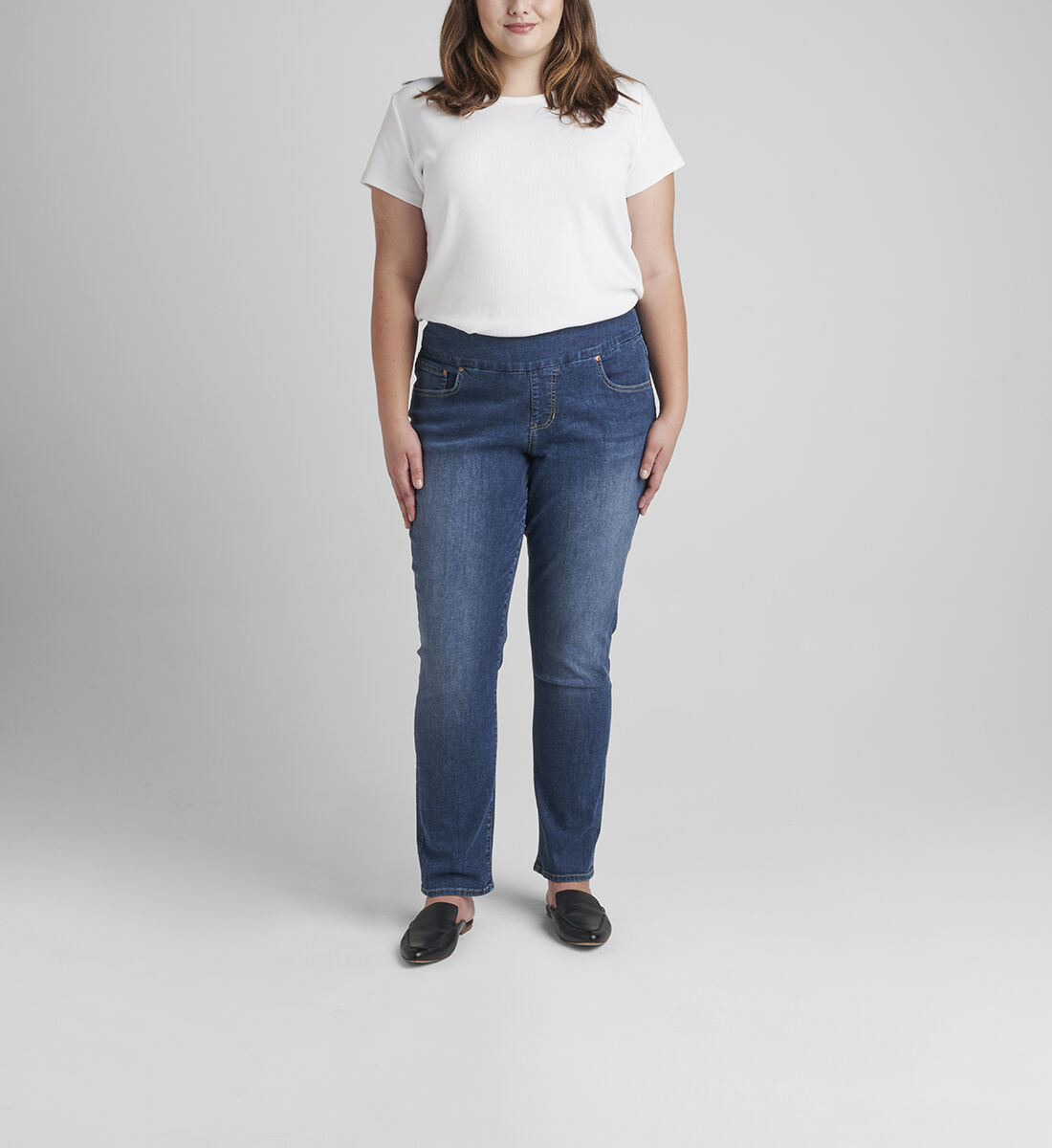 Nora Mid Rise Skinny Pull-On Jeans Plus Size Front