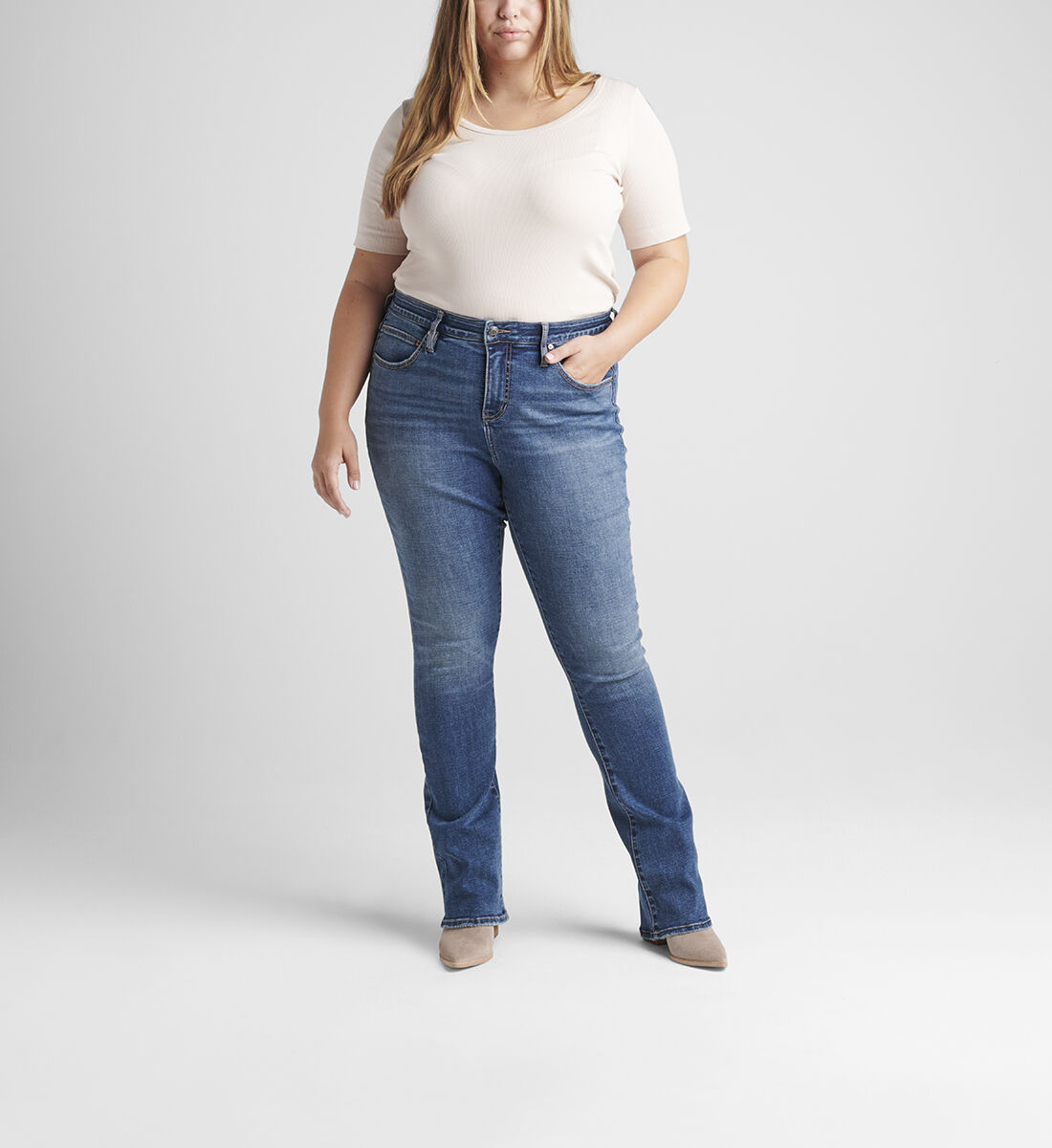 Eloise Mid Rise Bootcut Jeans Plus Size Front
